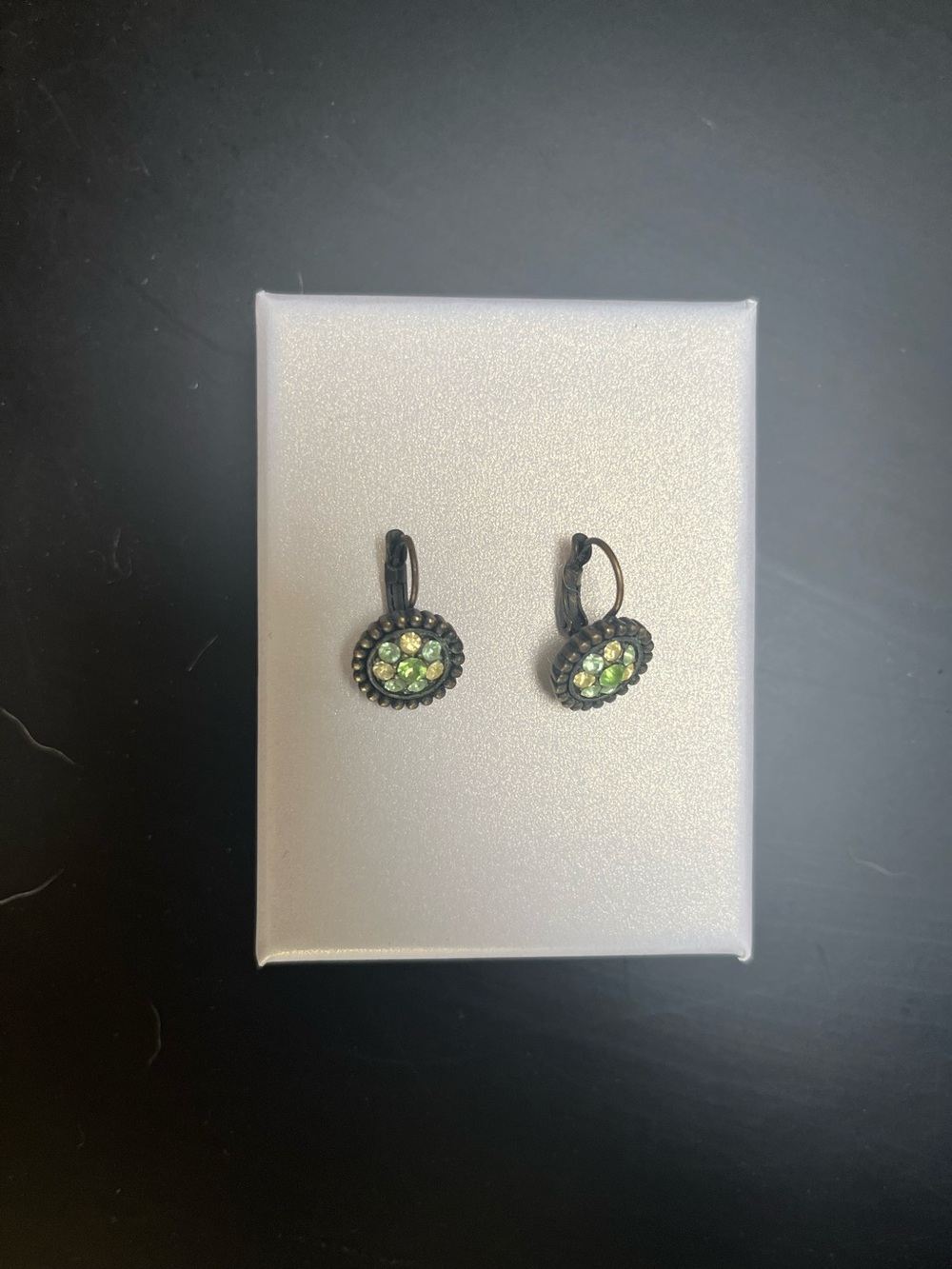 Green Crystal Dangle Earrings - Elegant Women's Jewelry